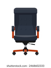 Boss or CEO chair. Leather armchair. Office furniture seat. Wheelchair. Vector illustration in flat style