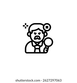 The boss checks the quality control surprise inspection outline icon and illustration