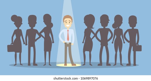 Boss Choose Employee Businesswoman Standing Spotlight Stock ...