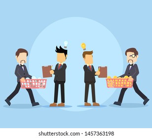 boss collects ideas from his employees vector 