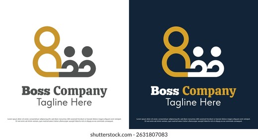Boss company logo design illustration vector. Corporate career employer ceo supervisor silhouette. Abstract business finance people symbol icon.