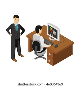 Boss control worker illustration
