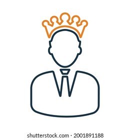 Boss, crown, king, monarchy icon. Outline vector 