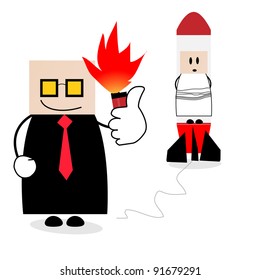 a boss dispose of its employees by using rocket