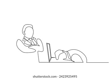 boss employee office sleep problem problem business life one line art design