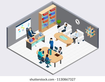 Boss And Employees Isometric Composition