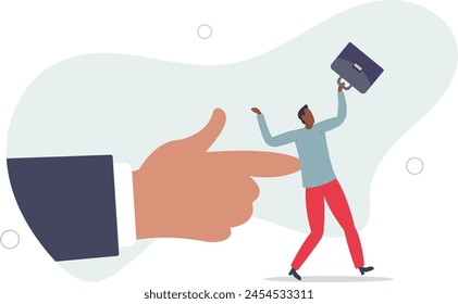 boss finger nudge businessman employee.flat vector illustration.