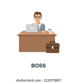 Boss flat icon. Colored element sign from work from office collection. Flat Boss icon sign for web design, infographics and more.