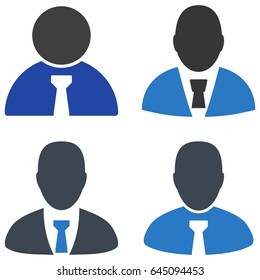 Boss flat vector illustration set. An isolated icons on a white background.