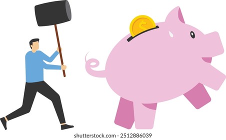 Boss is furious for breaking the piggy bank, Vector illustration design