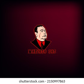 Boss of gangster. Vector	
emblem with character abstract silhouette men head.