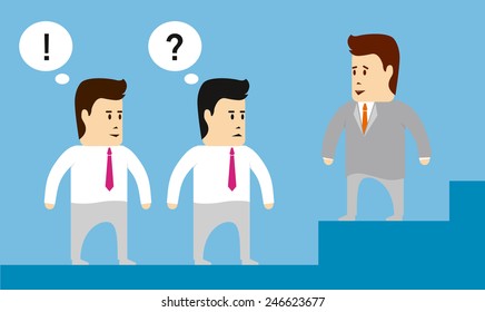 Boss le da la tarea a sus subordinados