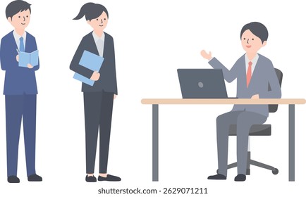 A boss giving instructions to team members