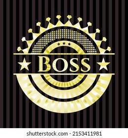 Boss gold shiny badge. Vector Illustration. Detailed. 