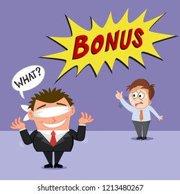 Boss got no bonus to female employee, illustration vector cartoon