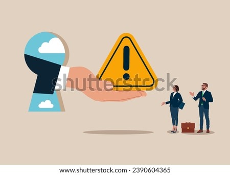 Boss hand give  exclamation attention sign business people. Incident management, root cause analysis or solving problem.  Flat vector illustration.