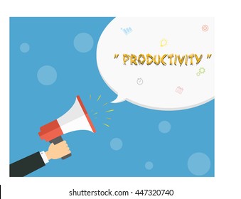 Boss holding Megaphone and yelling/shouting at employees for better performance and productivity. Concept of skill management/ employee management/ work management 