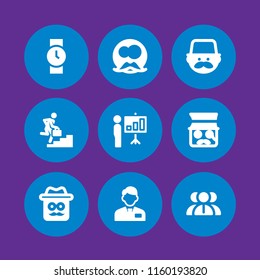 boss icon. 9 boss set with employees, gentleman, watch and businessman vector icons for web and mobile app