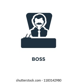 Boss icon. Black filled vector illustration. Boss symbol on white background. Can be used in web and mobile.
