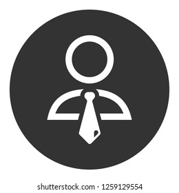 Boss icon. Businessman vector icon. Gentleman sign. Manager flat symbol. Man in suit with tie icon. Round icon design