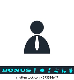 Boss icon flat. Black pictogram on white background. Vector illustration symbol and bonus button