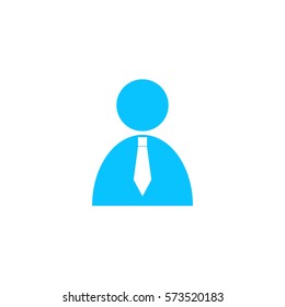 Boss icon flat. Blue pictogram on white background. Vector illustration symbol