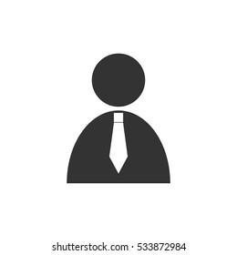 Boss icon flat. Illustration isolated on white background. Vector grey sign symbol