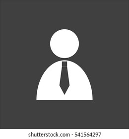 Boss icon flat. Vector white illustration isolated on black background. Flat symbol