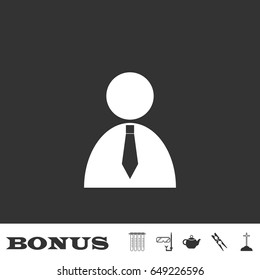 Boss icon flat. White pictogram on black background. Vector illustration symbol and bonus icons