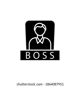 boss icon vector glyph style. isolated on white background