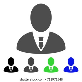 Boss icon. Vector illustration style is a flat iconic boss symbol with black, grey, green, blue color variants. Designed for web and software interfaces.