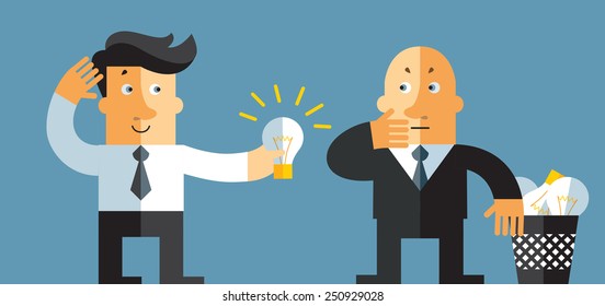 Boss killing idea. business flat vector illustration