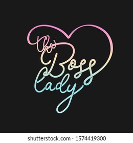 Boss Lady Rainbow Gradient Slogan In Heart Shape Illustration