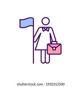 Boss Lady RGB Color Icon. Woman In Leadership Position. Successful Entrepreneur Female Leader. Improving Equity In Organization. Women-empowered Workplaces. Isolated Vector Illustration