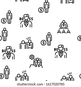 Boss Leader Company Seamless Pattern Vector Thin Line. Illustrations