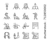 Boss line icon set. Included the icons as leader, team, bossy, command, support, chief and more.