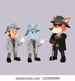 boss mafia with his team vector illustration