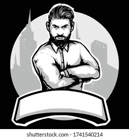 Chef-Mann-Vektordesign mit Banner