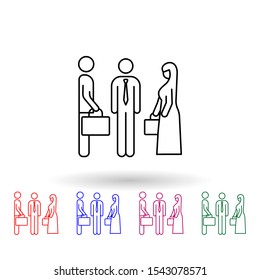 Boss, meeting, muslim businesswoman multi color icon. Simple thin line, outline vector of muslim businesswoman icons for ui and ux, website or mobile application