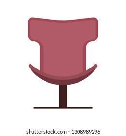 Boss office chair vector flat icon front view. Comfortable relaxation sign interior furniture equipment nobody