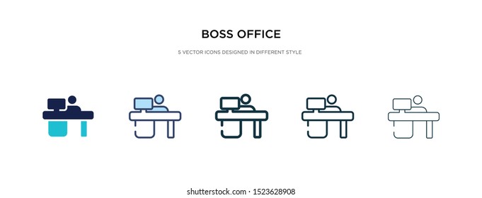 boss office icon in different style vector illustration. two colored and black boss office vector icons designed in filled, outline, line and stroke style can be used for web, mobile, ui