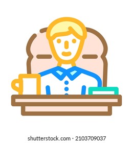 boss at office table color icon vector. boss at office table sign. isolated symbol illustration