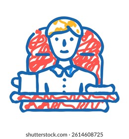 boss at office table doodle icon sketch vector. boss at office table sign. isolated symbol illustration
