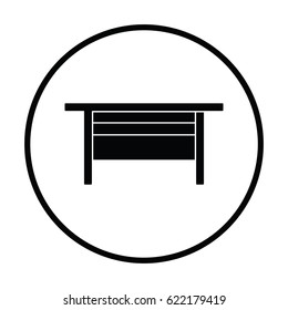 Boss office table icon. Thin circle design. Vector illustration.