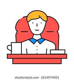 boss at office table line icon vector. boss at office table sign. isolated symbol illustration