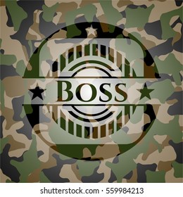 Boss on camouflaged texture