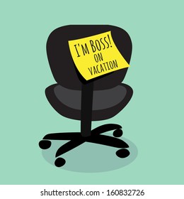 Boss on a vacation conceptual background, illustration vector.