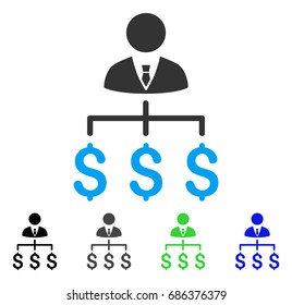 Boss Payments flat vector icon. Colored boss payments gray, black, blue, green pictogram variants. Flat icon style for application design.