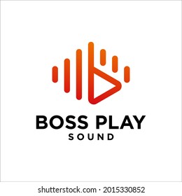 Boss Play Sound Logo Design Vector