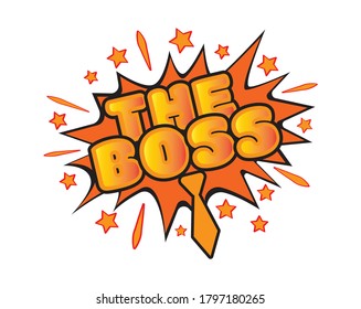 El jefe, el vector del arte pop, la pared decala el diseño divertido de la redacción, las letras, las letras de dibujos animados, el diseño colorido, las etiquetas, el estilo del graffiti, tai ilustración